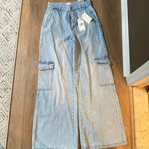 Mango wide leg cargo jeans
